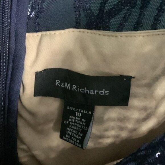 R&M Richards Women's Size Short Sleeve Sequin-Embellished High-Low Gown - Picture 8 of 12